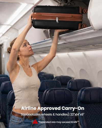 Carry On Luggage 22x14x9 Airline Approved with Spinner Wheels