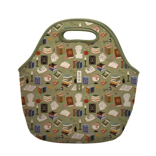 LunchTote Zippered Bag Insulated Neoprene Caddy (Book Club / Large 4.5 Quart Lunch Tote)