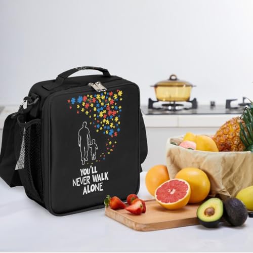 Autism Lovely Kids Lunch Box for Girls Boys Reusable Insulated Lunch Bag for Kids Toddler Thermal Cooler Spacious Lunchbox with Shoulder Strap Lunchbag for School Work Picnic (print 11)