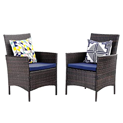 Wicker Patio Dining Chairs Set of 2 with Removable Cushions (2 Count)