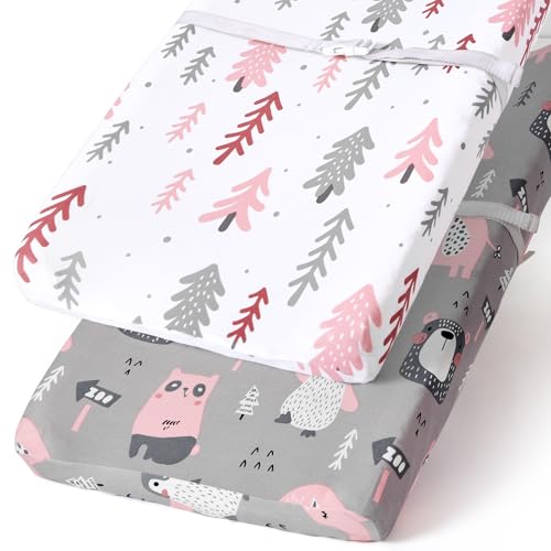 Stretchy Changing Pad Covers BROLEX 2 Pack Jersey Knit Changing Table Covers for Girls Boys (2 Count)
