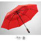 Folding Umbrella Real Wood Handle Auto Open Close Vibrant Red