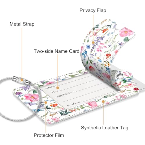 Luggage Tags Privacy Cover ID Label for Travel Bag Suitcase (2 Count)