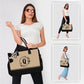 Personalized Initial Jute Tote Bag with 5 Pockets