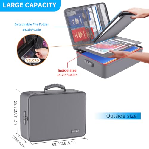 Fireproof File Organizer Bag with 13 Pockets Accordion File Folder
