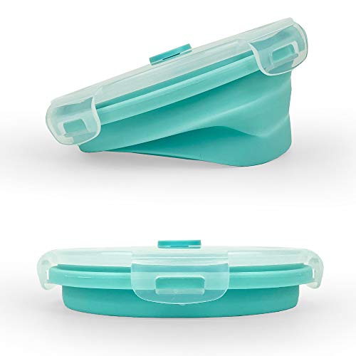Small Collapsible Bowl Silicone Food Storage Containers Collapsible Camping Bowl for Travel Camping Hiking with Airtight Plastic Lids and 2Pack Silicone Dish Sponges