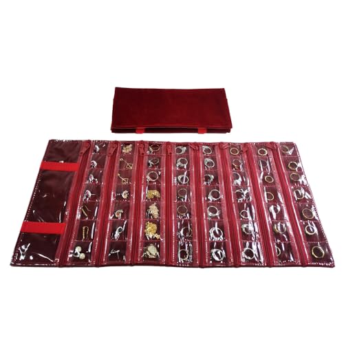Travel Jewelry Roll Bag Portable Organizer Pouch With Grids&PVC Cover Storage Bags for Necklace
