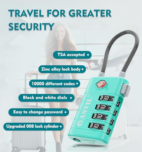 TSA Approved Luggage Locks with Search Alert Indicator (2 Count)