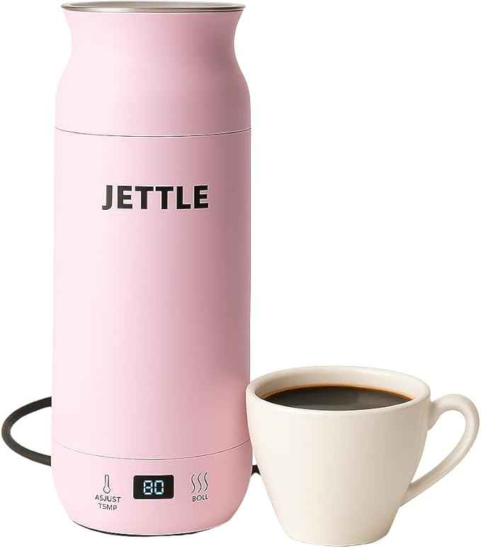 Jettle Electric Kettle - Travel Portable Heater for Coffee Tea Milk Soup - Stainless Steel Travel Water Boiler tea pot with Temperature Control - LED - Automatic Power Off - 450ml - Kitchen Appliance