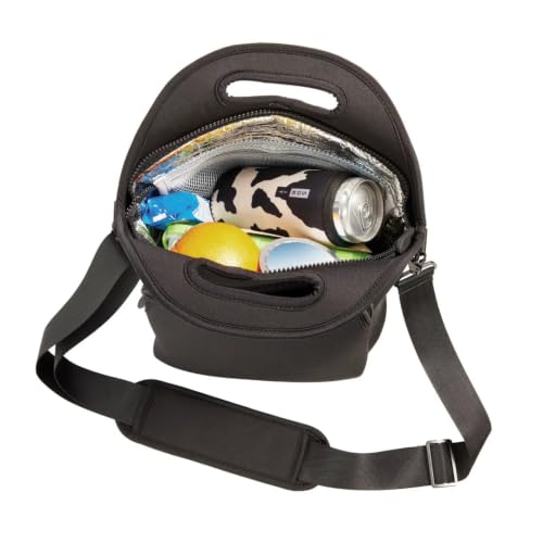 LunchTote Zippered Bag Insulated Neoprene Caddy (Black / X-Large 6.5 Quart Lunch Tote)
