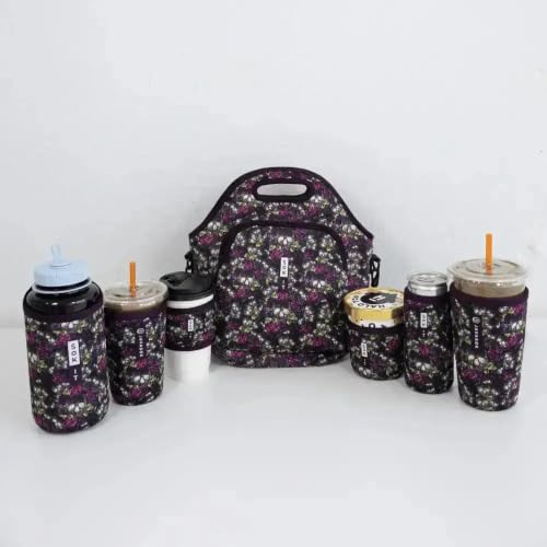 LunchTote Zippered Bag Insulated Neoprene Caddy (After Dark / X-Large 6.5 Quart Lunch Tote)