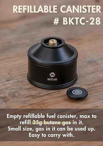 CAMPINGMOON Empty Refillable Canister for Backpacking Camping EN417 Lindal Valve Black 35g BKTC