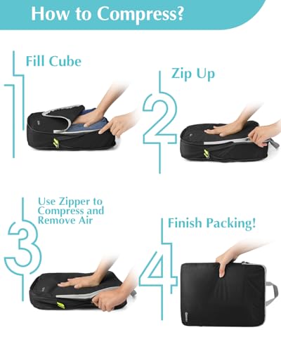 5 Piece Compression Packing Cubes with Laundry Bag (5 Count)
