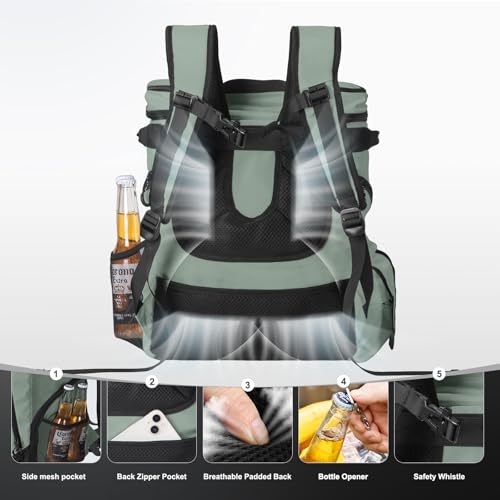 Insulated Cooler Bags for Travel Women 36cans Soft Cooler Backpack 18 Hours Cooling Lunch Backpack for Men Work for Camping Picinic Beach Grayish ArmyGreen 30L