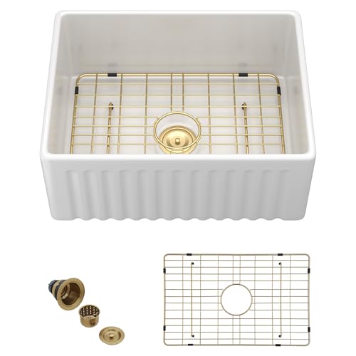 24"x18" White Farmhouse Sink