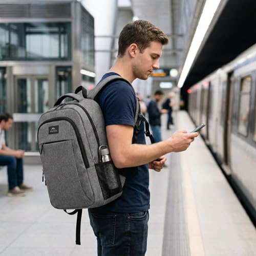 Grey 17 Inch TSA Friendly Travel Laptop Backpack for Women and Men