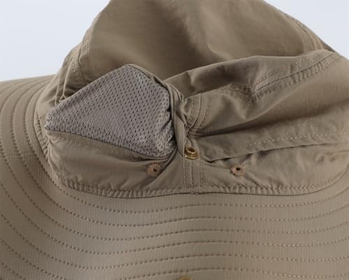 Mens Womens Nylon Cowboy Hat UPF 50+ Waterproof Fishing Bucket Hat Breathable Travel Summer Beach Hat Dark Khaki
