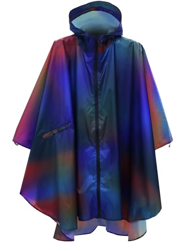 Waterproof Rain Poncho for Women Packable Hooded Raincoat with Pocket