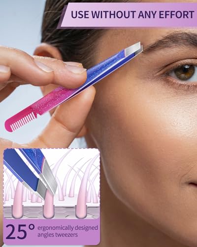 Tweezers Set 9 Pcs Nail Clipper Kit with Case for Eyebrows Grooming (9 Count)