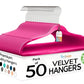 Premium Velvet Hangers 50 Pack Ultra Thin Non Slip Adult Felt Space Saving Suit Hanger for Closet Heavy Duty Coat Pants Jackets Dress Hangers 360° Swivel Hook Hold Upto 10 lbs Dark Pink (50 Count)