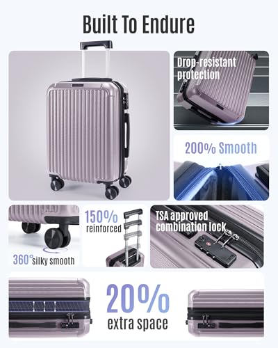 3 Piece Luggage Sets With Spinner Wheels Hardshell TSA Lock