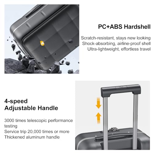 24 Inch Checked Luggage Hardside Suitcase Top Opening