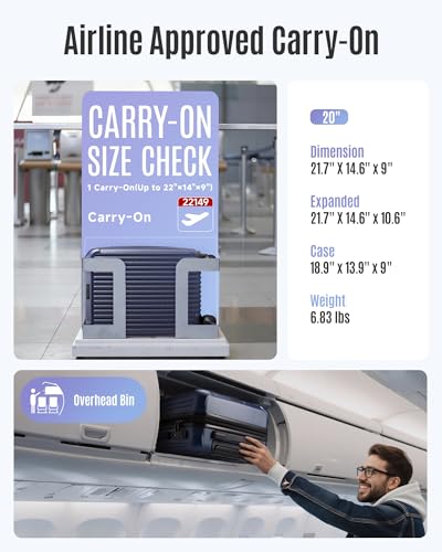 20 Inch Carry On Luggage 22x14x9 Airline Approved