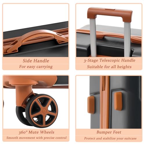 Luggage Sets 3 Piece Hardshell 8 Spinner Wheels Lightweight Suitcase Corner Guards Travel Luggage