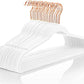 White Velvet Hangers 60 Pack Non Slip Heavy Duty Rose Gold Hooks (60 Count)