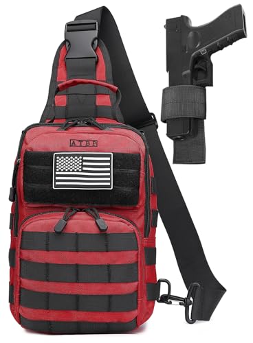 Tactical Sling Backpack With Holster Military Crossbody Bag for Men Single Shoulder Back Pack 10L