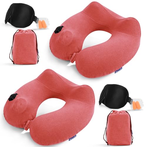 2 Pack Inflatable Travel Neck Pillows for Airplanes