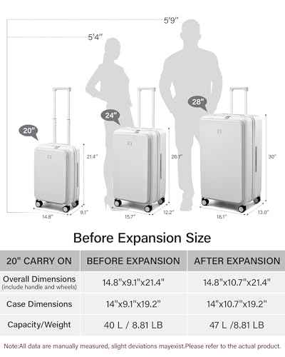 20 Inch Expandable Carry On Luggage 22x14x9 Airline Approved