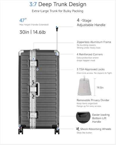 32 Inch Zipperless Extra Large Checked Suitcase