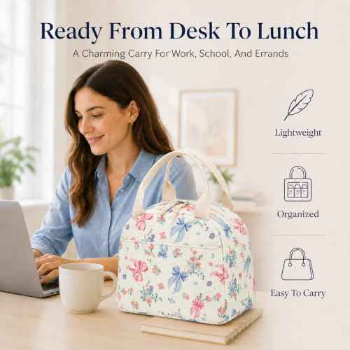 Lunch Bag for Women Men Cute Corduroy Lunch Tote Bags Reusable Insulated Lunch Box Large Capacity Reusable Insulated Cooler for Work Picnic or Travel