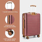 Large Suitcase 28in Expandable ABS+PC 8pcs Silent Wheels Burgundy