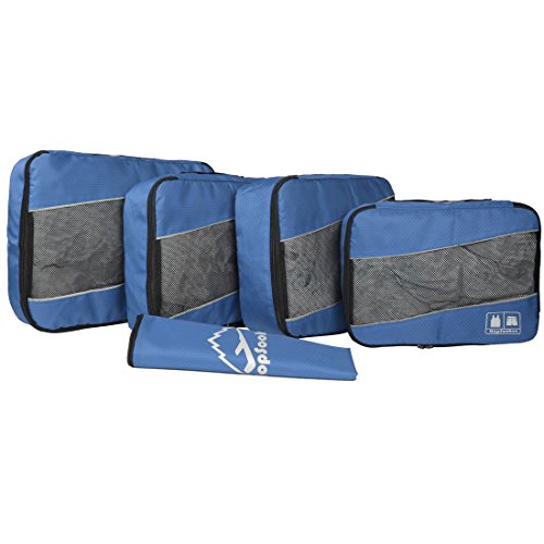 5 Set Packing Cubes for Travel Large Suitcase Luggage Organizer Bags Travel Accessories Vacation 4 Cubes 1 Laundry Pouch Bag (5 Count)