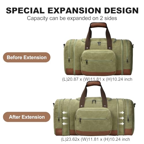 50L Canvas Duffle Bag for Travel Weekender Gym Overnight Carry