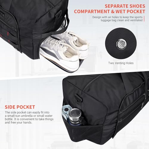 Foldable Duffle Bag for Men Large 65L Travel with Shoe Compartment