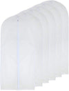 Garment Bags for Hanging Clothes 24'' x 48'' Long Suit Dust Hanging Garment Bag White Breathable Suit Covers for Closet Full Zipper Dust Cover for Dance Dress Clothes Pack of 6