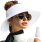 Sun Visor Hats for Women Wide Brim Straw Packable Beach Hat White