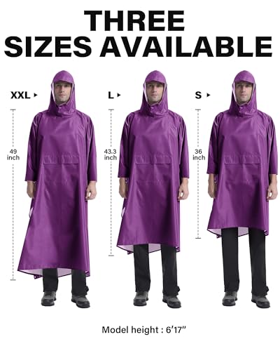Hooded Rain Poncho Packable Waterproof Unisex Raincoat with Pocket