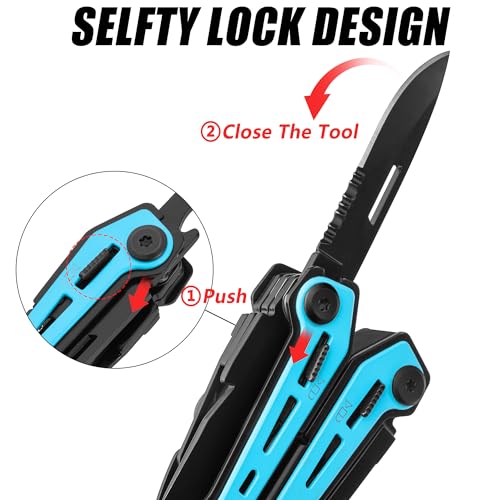 16-In-1 Multi-Tool Pliers, EDC Multitool, Aqua Blue