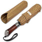 Folding Umbrella Lux Hardwood Handle Pimlico Mustard Navy