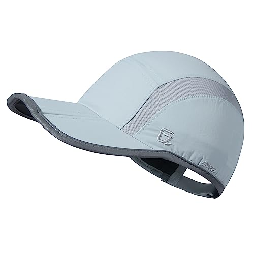 Baseball Cap Nylon Running Cap Outdoor Sports Hat for Men Women Adjustable Quick Drying Reflective Foldable UPF50+ Breath Mesh Water Repellency Race Performance Lightweight Light Blue