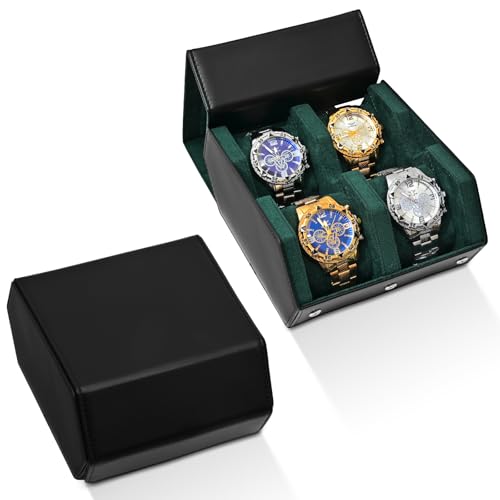 Watch Roll Travel Case for 4 Watches Storage and Organizer