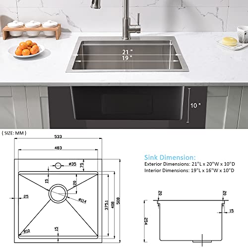 21 Inch Drop In Bar Sink Workstation