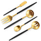 Matte Black Gold Serving Silverware Set