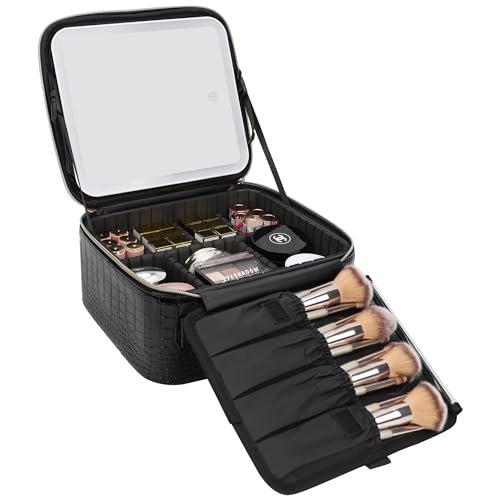 Makeup Train Case With LED Mirror