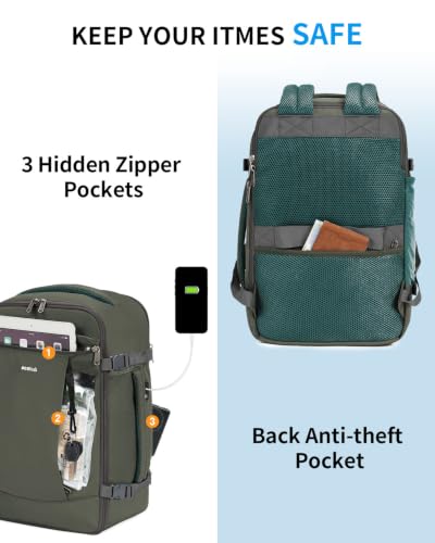 18" Travel Backpack Airlines Approved Personal Item Bag Women Grey Green