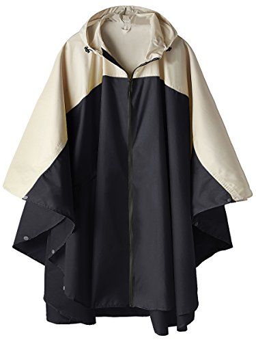 Adult Rain Poncho Waterproof Hooded Zipper Raincoat with Pockets